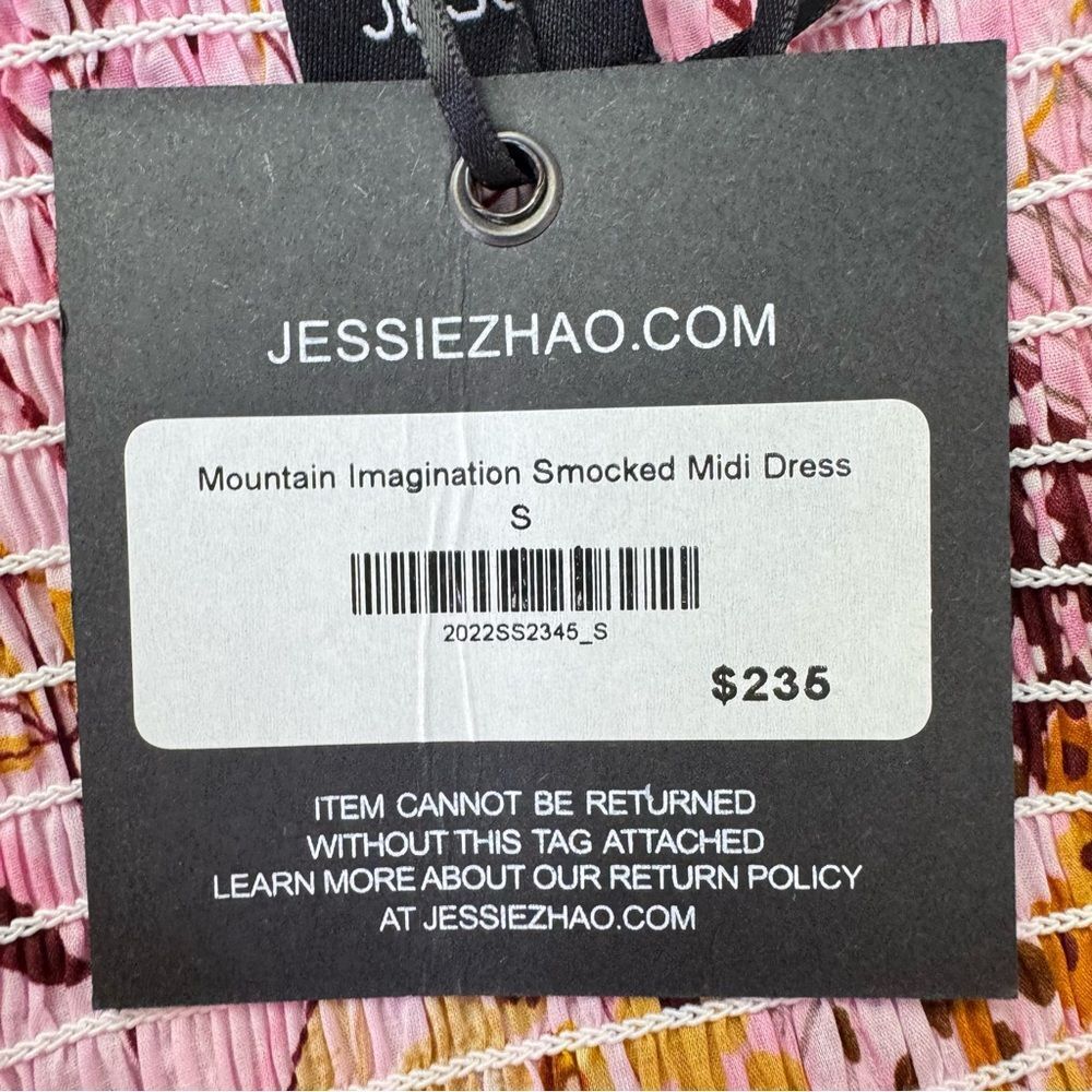 NEW Jessie Zhao Mountain Imagination Smocked Midi Dress Size Small - Picture 7 of 8